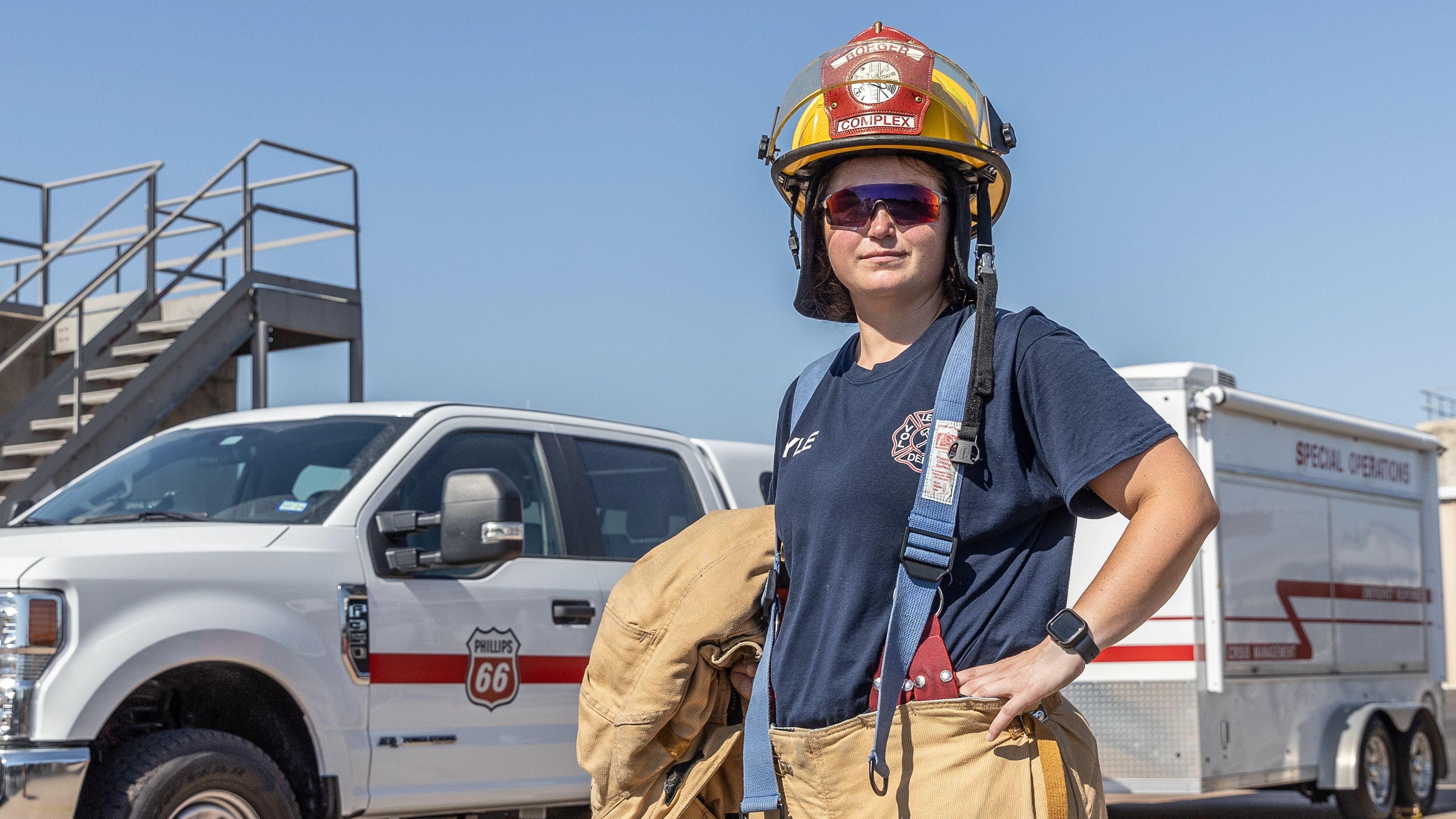 Employee in the aftermath of Hurricane Laura on the Gulf Coast. Phillips 66 donated substantially to that relief effort to support our employees, their families and communities.